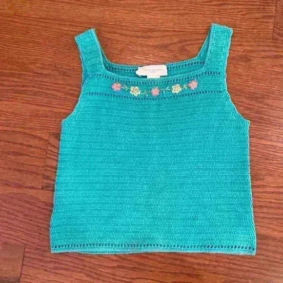 Susan Bristol Vintage Crochet Embroidered Sleeveless Tank Top Petite Small - Picture 12 of 12
